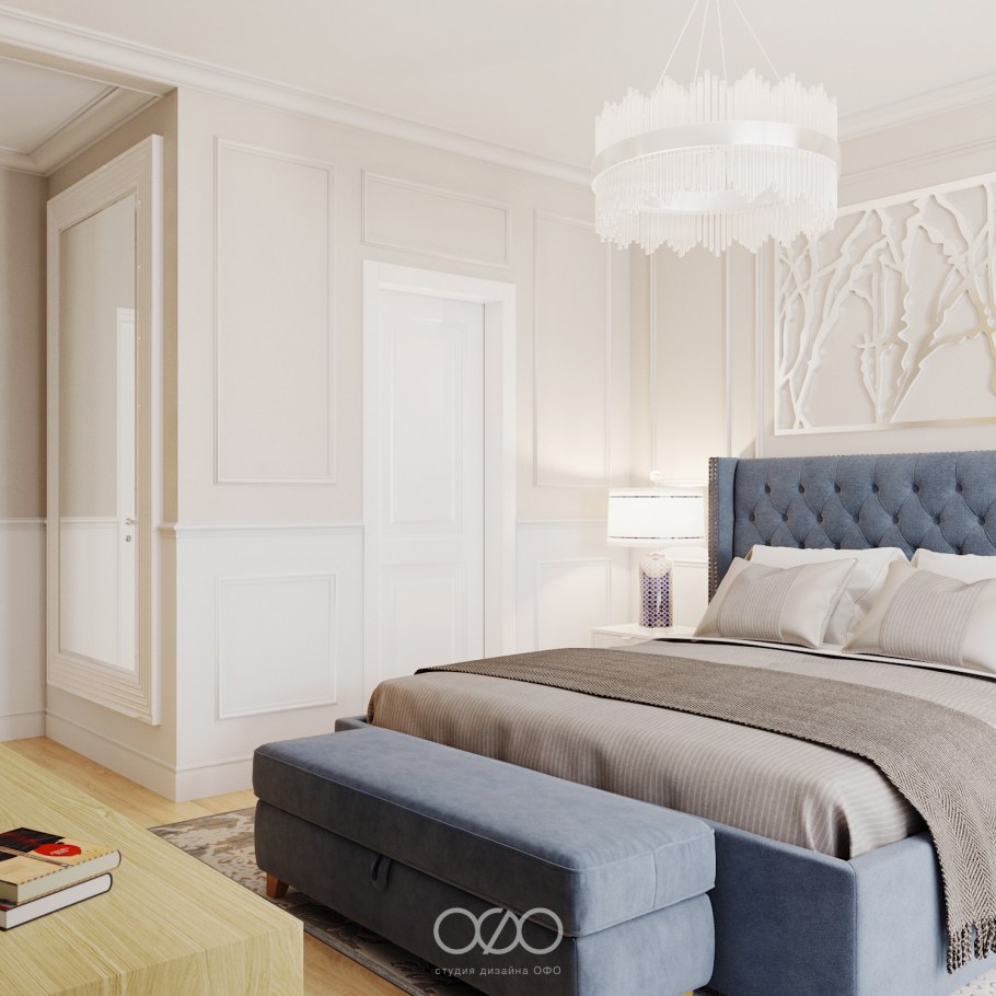 Спальня арт деко в сером цвете