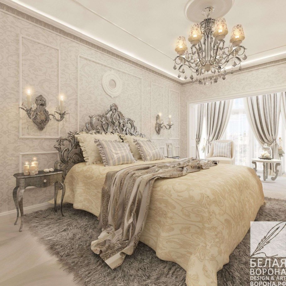 Спальня в стиле арт деко в светлых