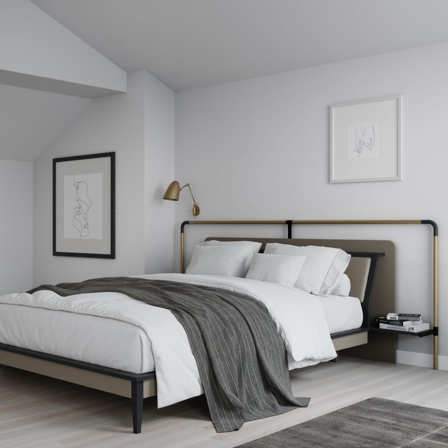 Застеленная кровать в разных тонах HD