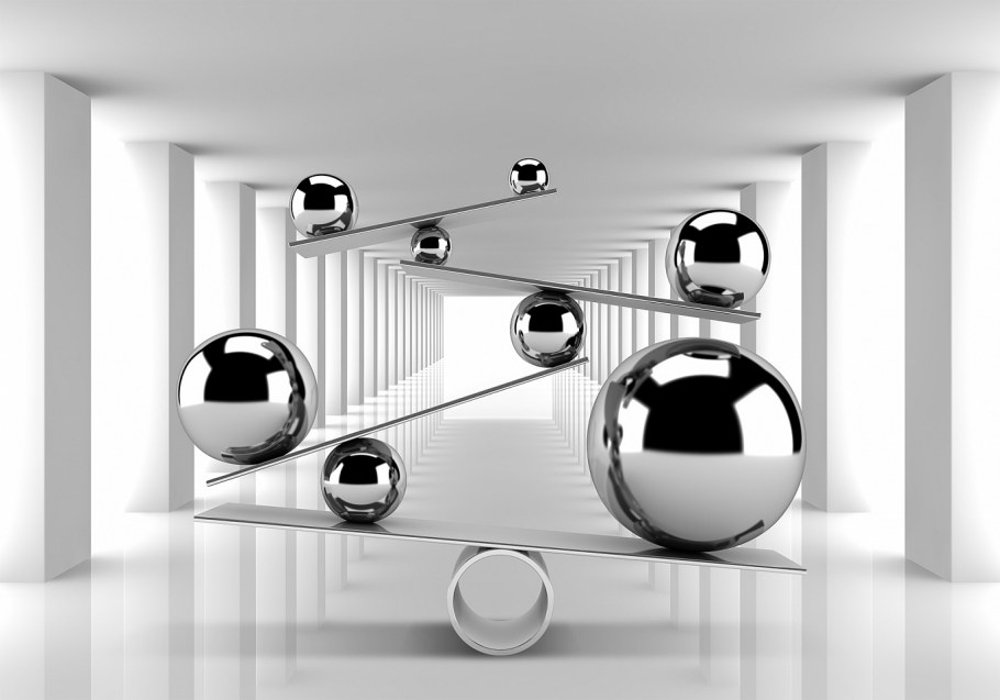 Фотообои металлические шары в интерьере