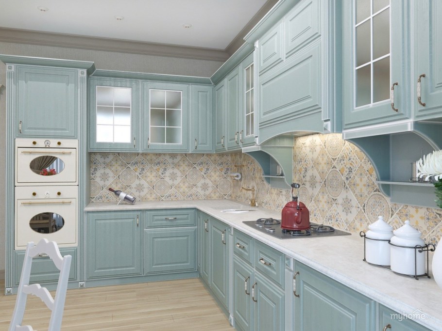 Кухня Кантри Прованс Неоклассика голубая