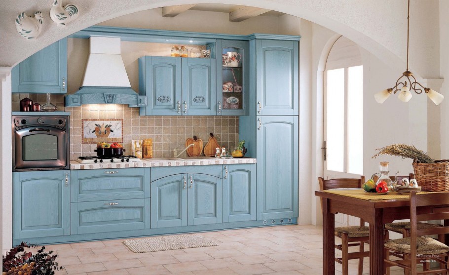 Кухня Кантри Прованс Неоклассика голубая