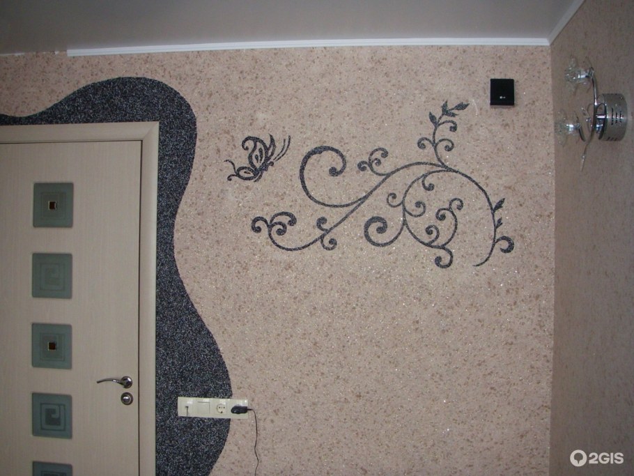 Жидкие обои в интерьере кухни