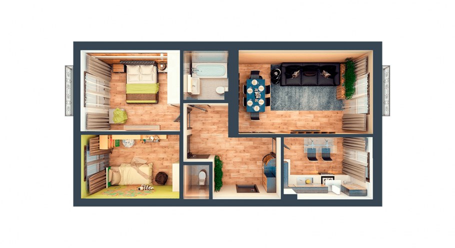 Однокомнатная квартира вид сверху