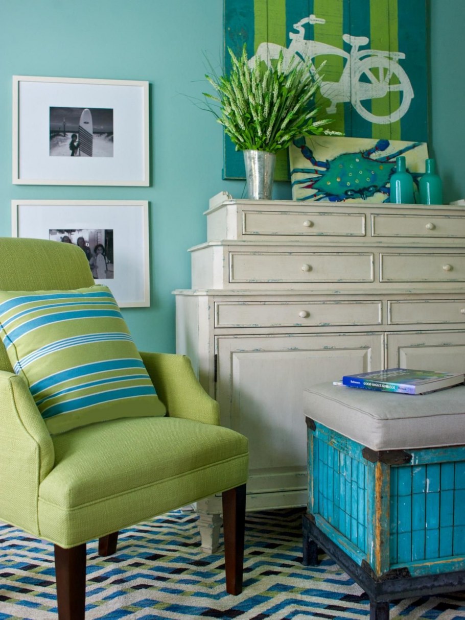 Салатовый и сиреневый в интерьере