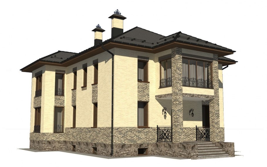 Особняк из белого камня цоколь