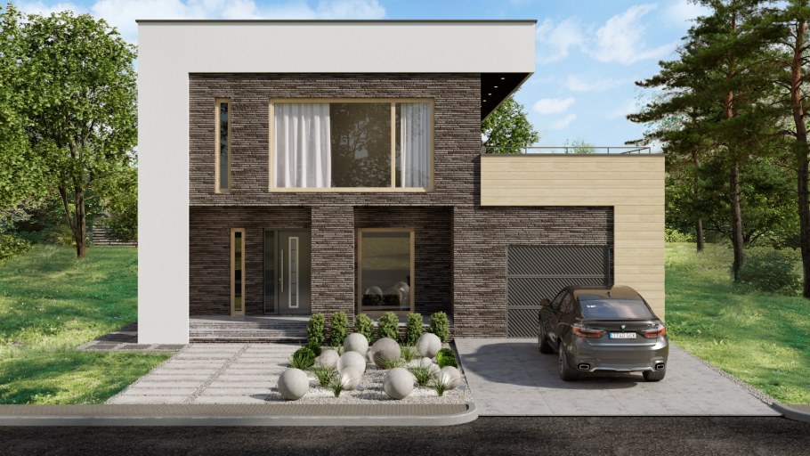 Дом с плоской крышей 160кв