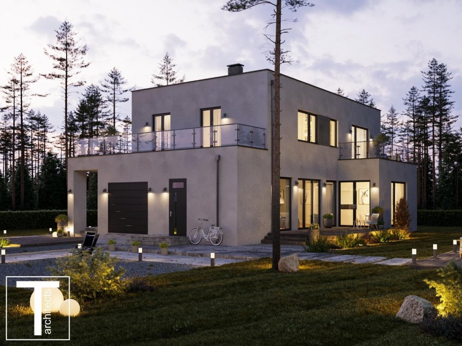 2х этажный дом с плоской крышей