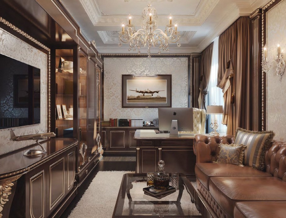 Интерьер гостиная кабинет