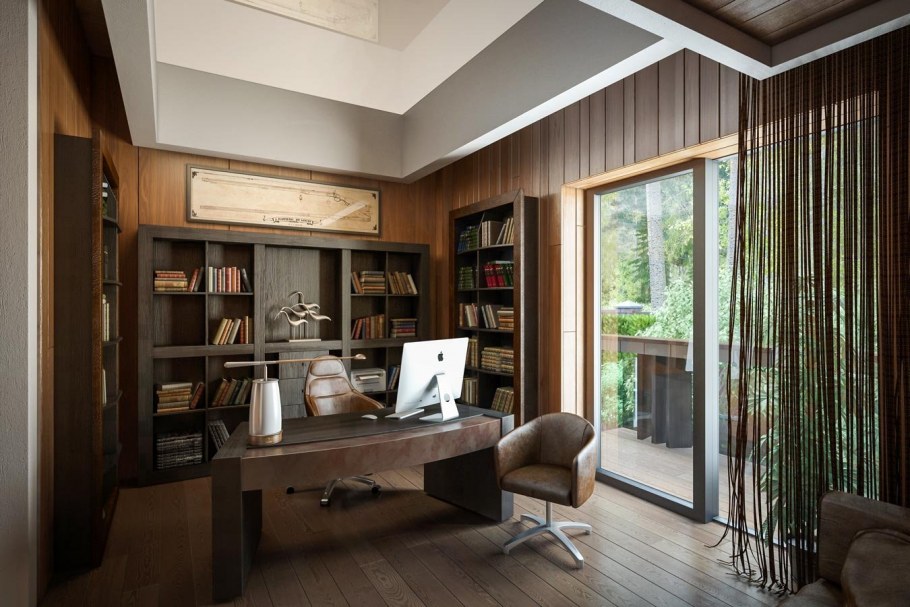 Интерьер рабочего кабинета в квартире