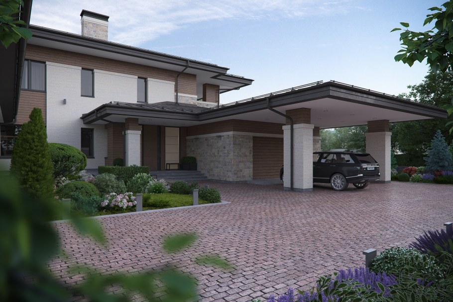 Въездная зона загородного дома