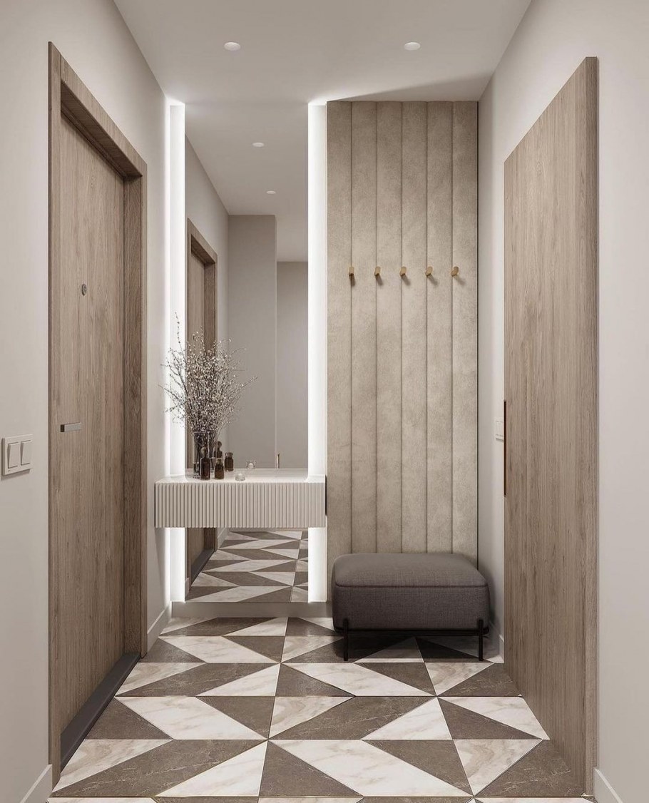 Серо желтая прихожая