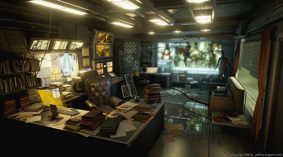 Киберпанк интерьер Deus ex