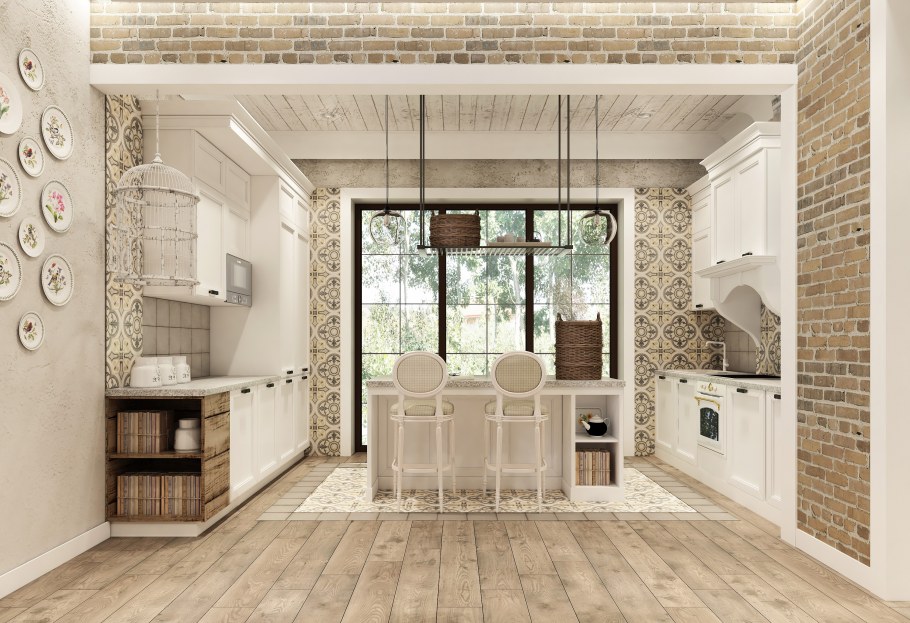 Кухня в стиле Прованс с элементами лофта