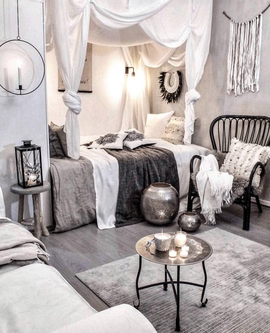 Спальня в стиле бохо темная