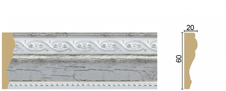 158-118c интерьерный багет "антик" (багет 18) белый с золотом/ Cosca/56