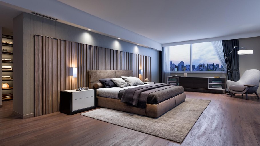 Красивый рендер спальни