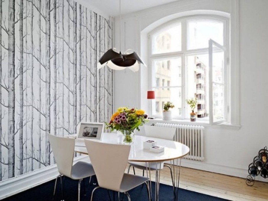 Акцентная стена на кухне в скандинавском стиле