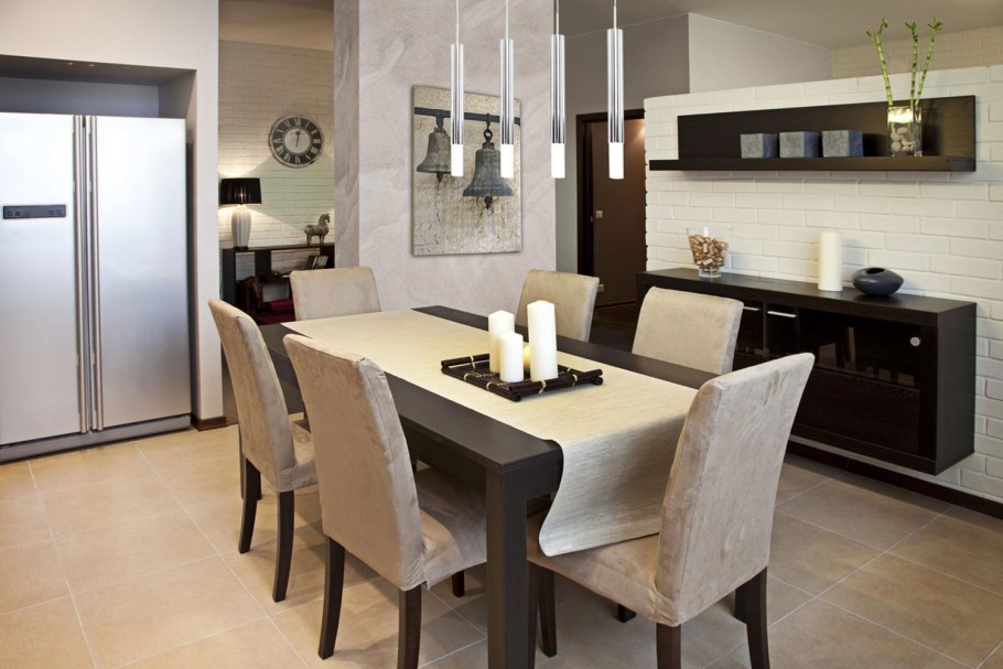 Интерьер узкой кухни