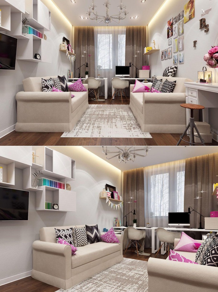 Длинная комната для девочки