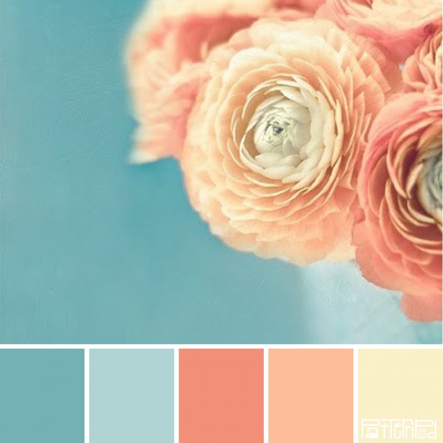 Персиковый и бирюзовый