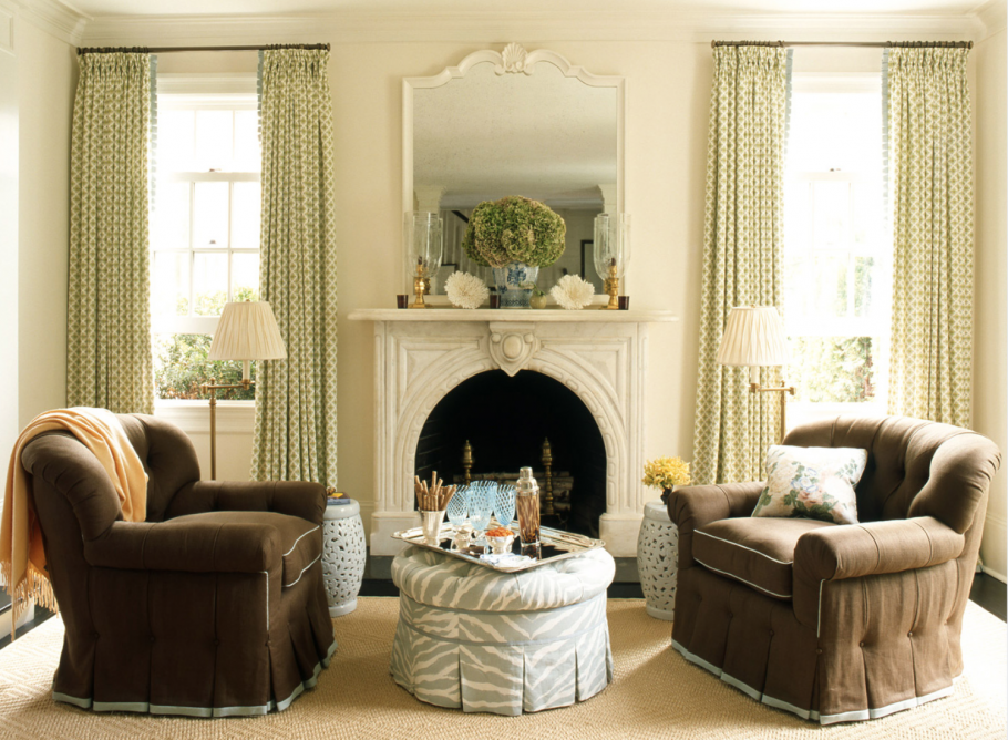 Гостиные в американском стиле с камином