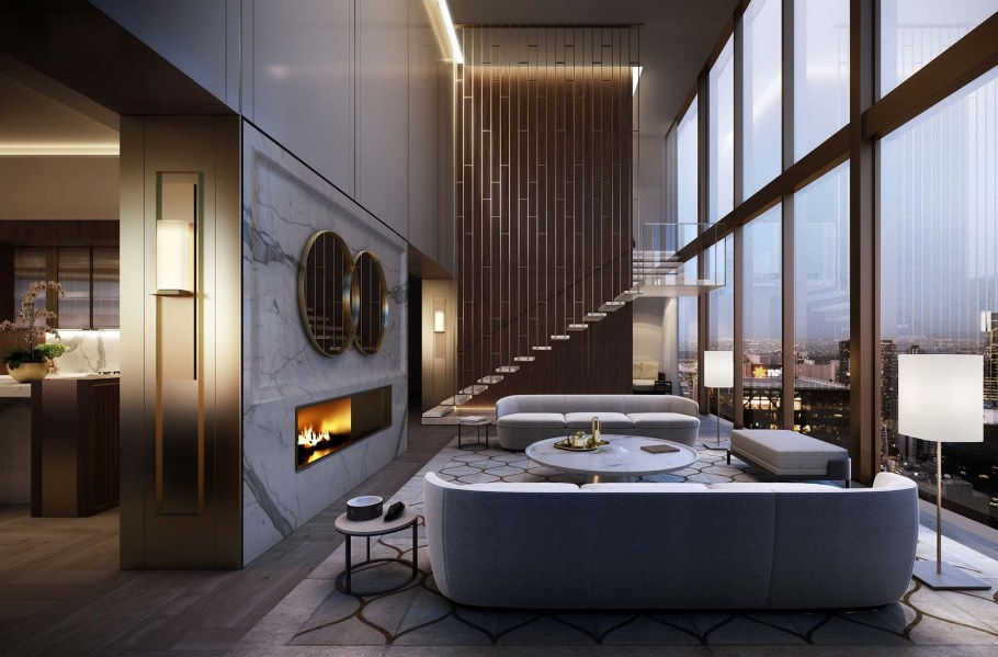 Гостиная в пентхаусе в современном стиле