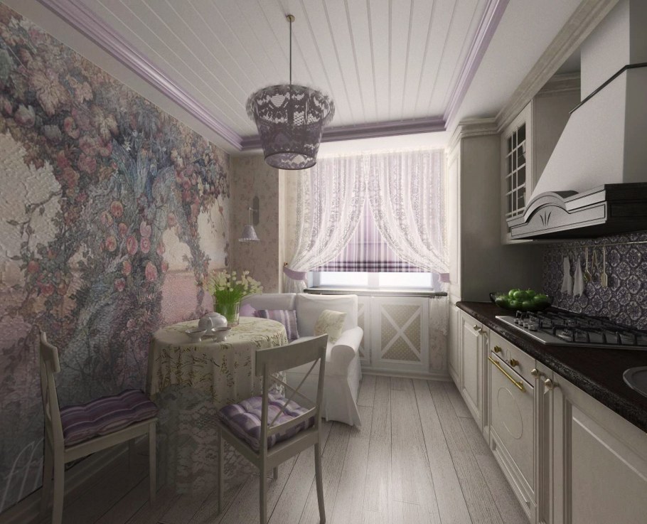 Интерьер кухни 9м2 Прованс