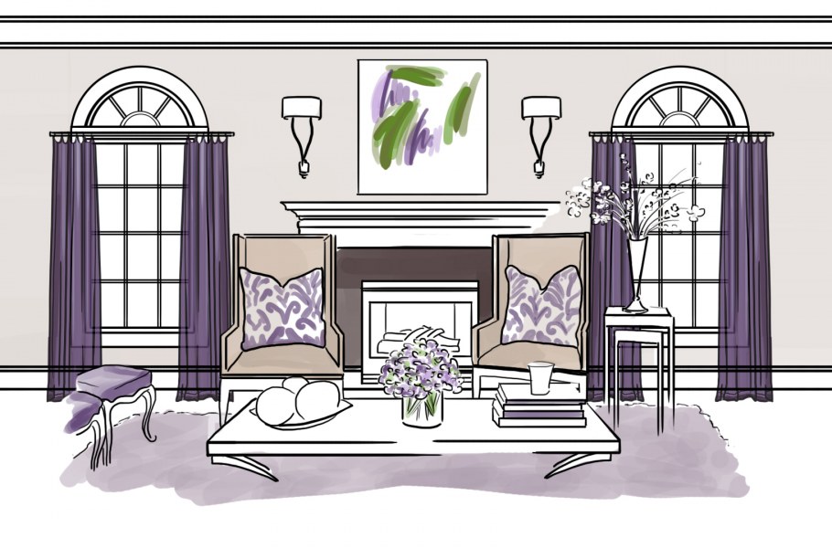 Эскиз оформления окна в комнате