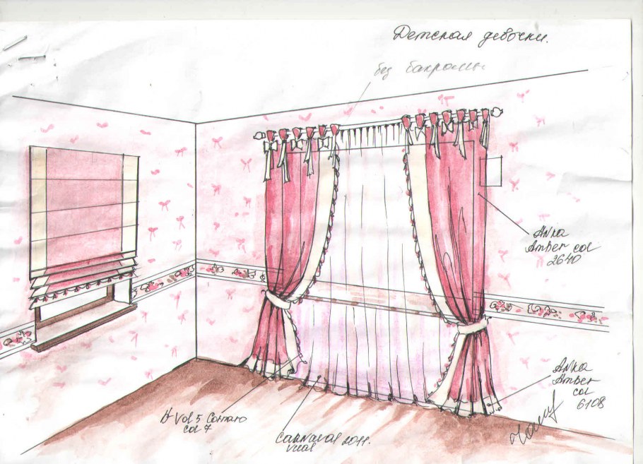 Шторы карандашом