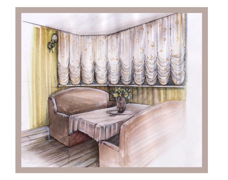 Скетч шторы в интерьере