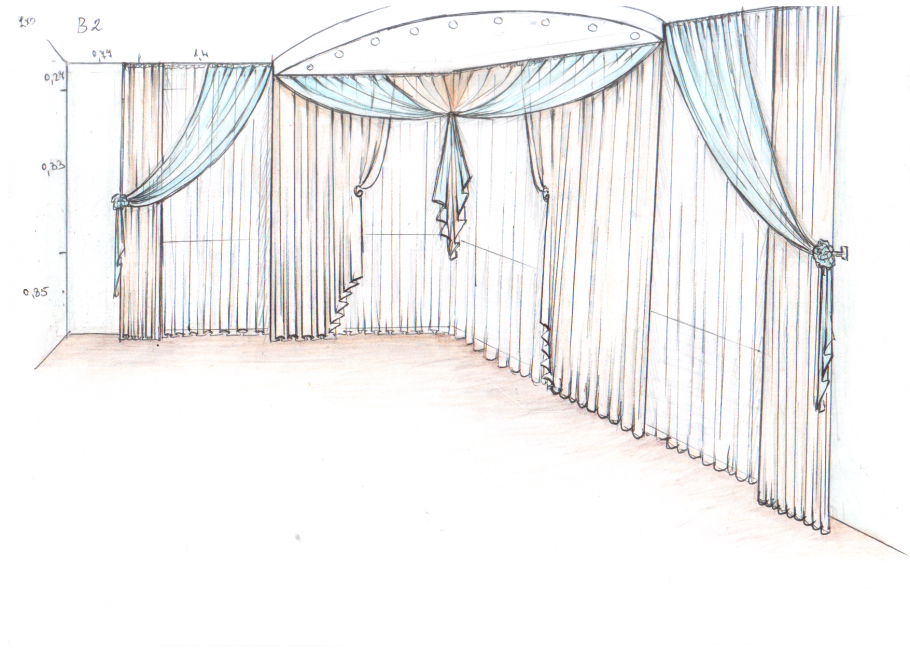 Эскизы штор карандашом