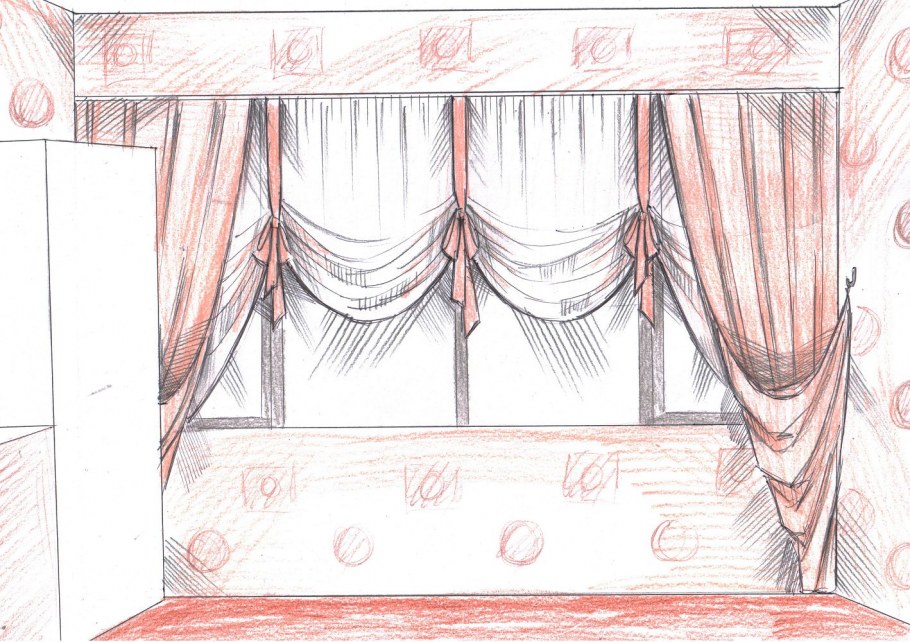 Эскизы штор карандашом