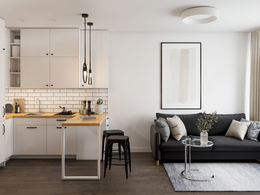 Кухня гостиная икеа 13м