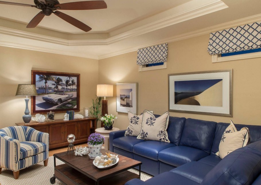 Спальня в сине коричневых тонах