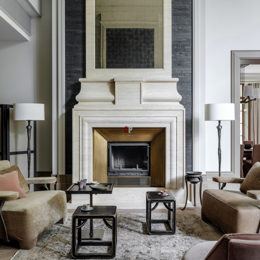 Угловой камин Неоклассика