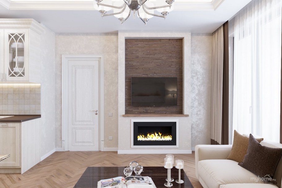 Гостиная в стиле Неоклассика с камином