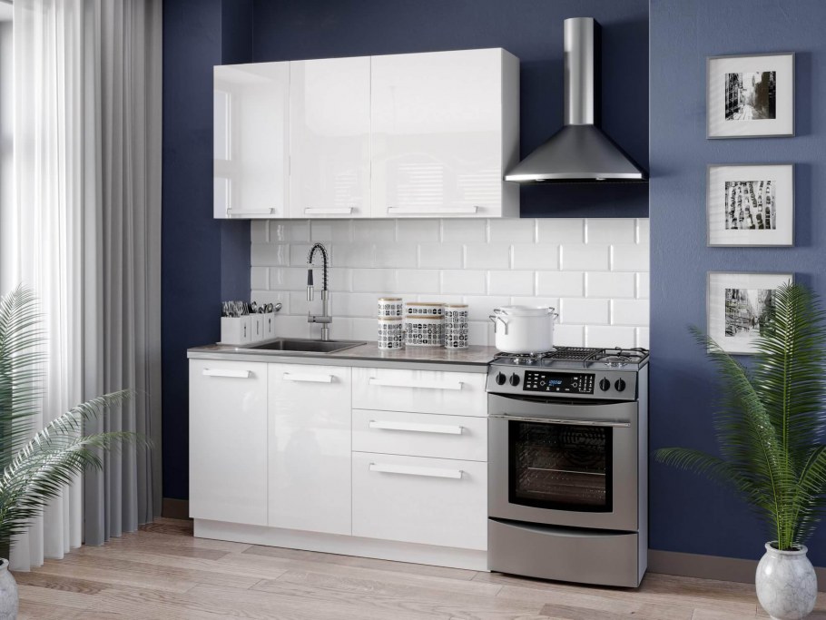 Кухня из белого акрила