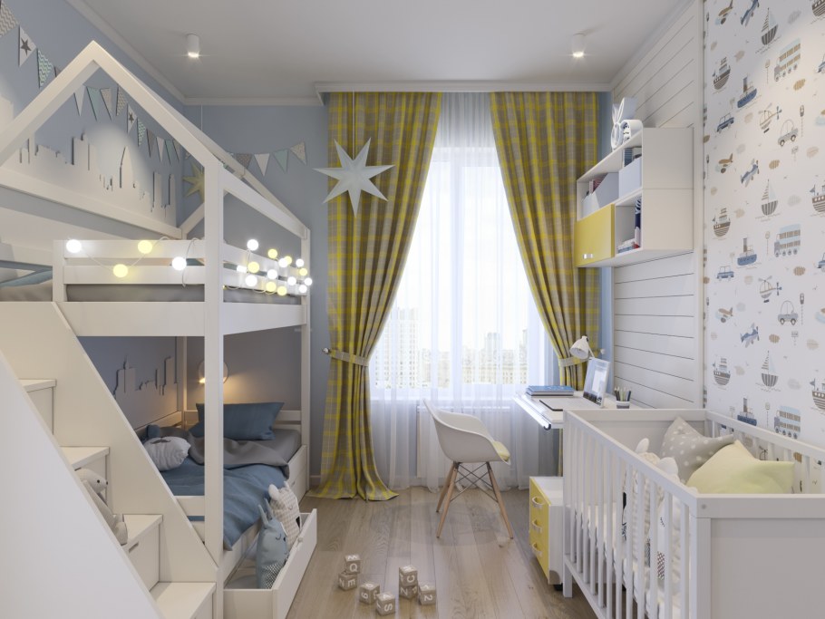 Светлая комната для двоих детей