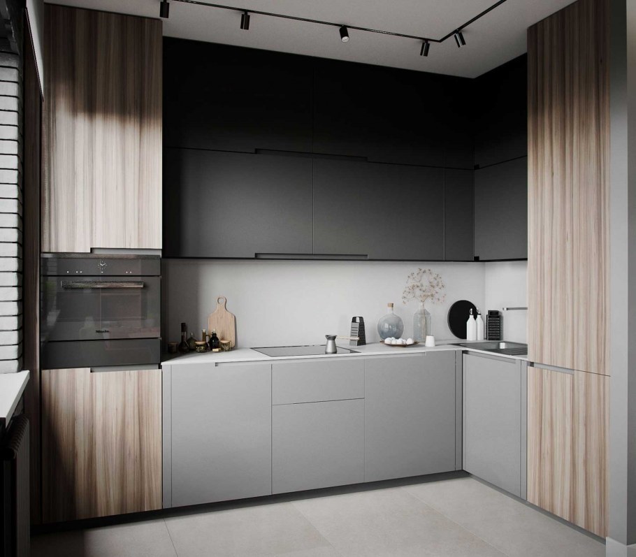 Интерьер кухни в серых тонах