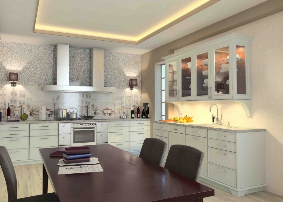 Стеновая панель для светлой кухни