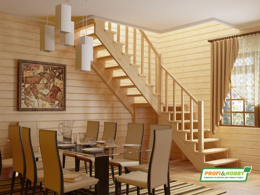 Лестница из сосны «к-002м/3», Profi & Hobby