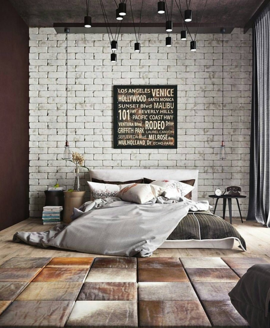 Спальня в стиле лофт индустриал