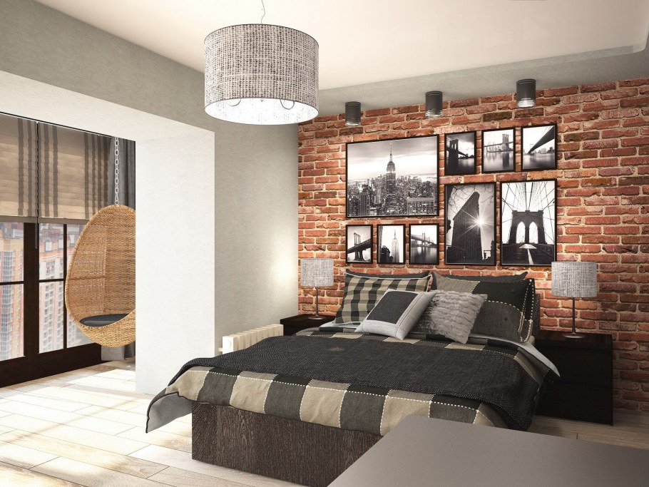 Спальня 13 кв м лофт