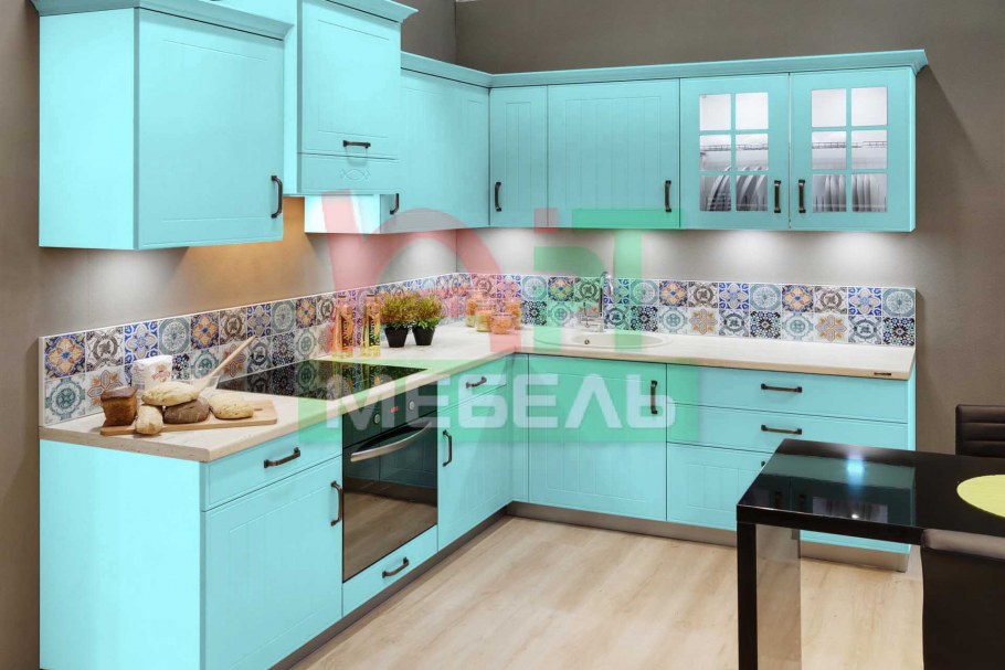 Кухня лазурит голубая