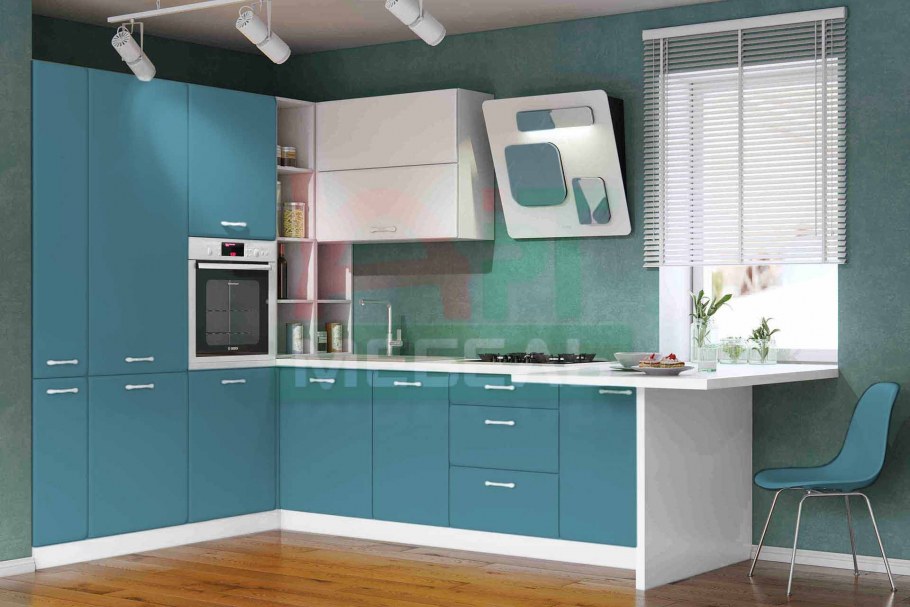 Кухня пастельно зеленого цвета