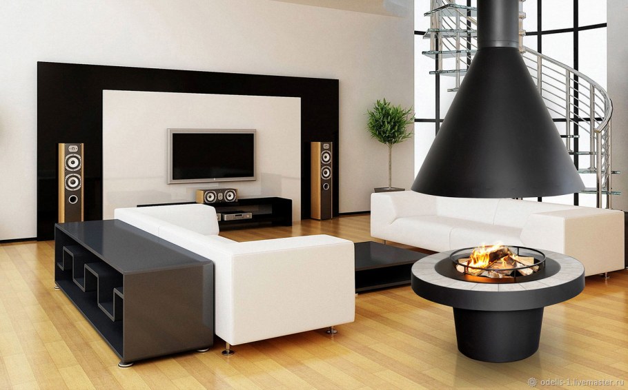 Уютная гостиная с камином