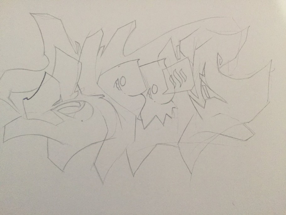 Лёгкие скетчи граффити по шагово