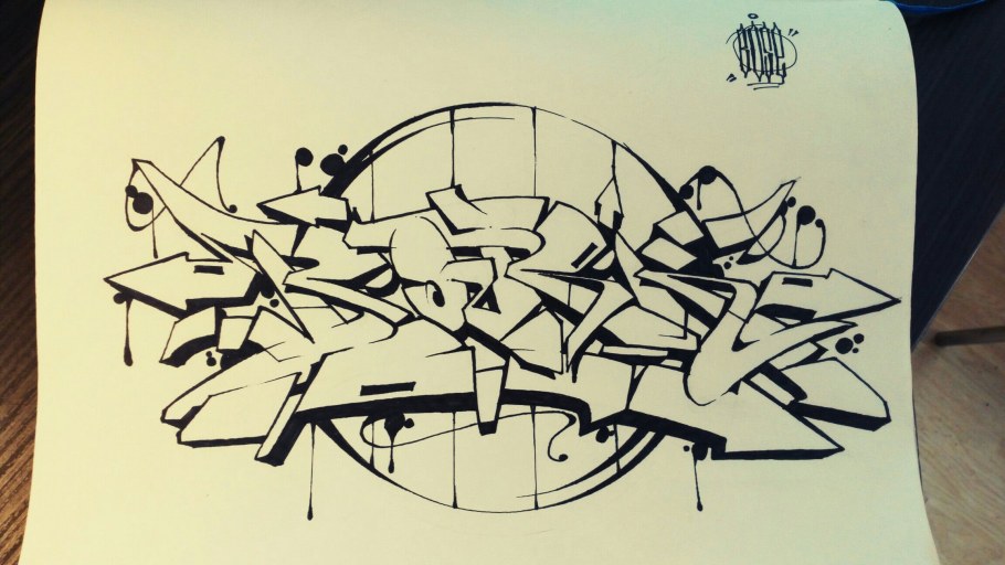 Граффити на бумаге фломастерами