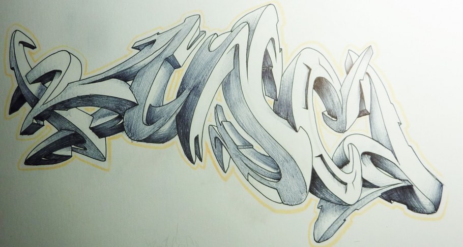 Необычные граффити карандашом